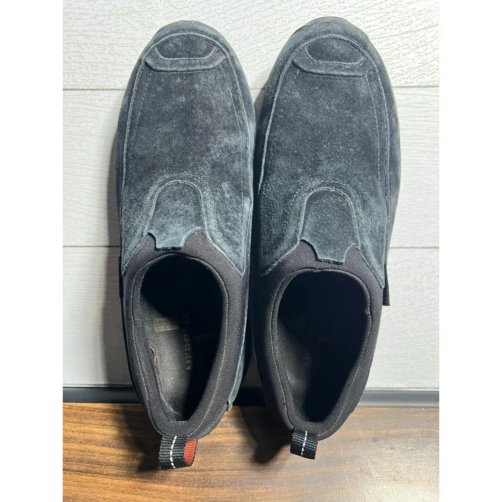 Merrell Mens 9 Moc Moccassin Waterproof Polartec Black Suede Slip On Shoes